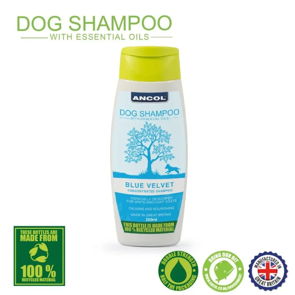 Blue Velvet Dog Shampoo for White Coats – Puppy Safe, Essential Oils